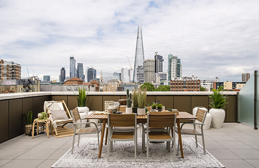 Penthouse Terrace at Newham's Yard by Galliard Homes