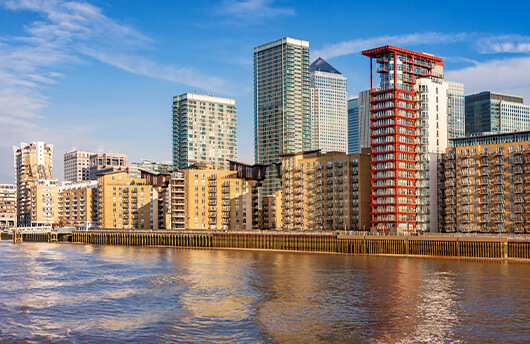 A view of Canary Wharf from the River Thames