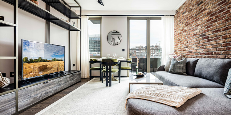 A living area at a buy-to-let property at The Stage in Shoreditch