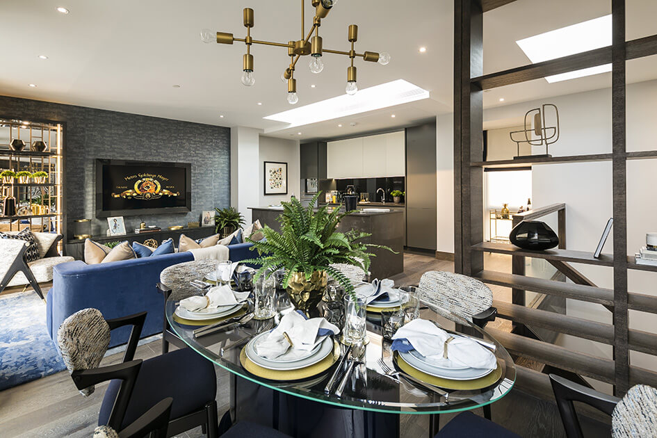 Decadent interiors at a show apartment at Hanway Gardens, a Galliard Homes development in W1..