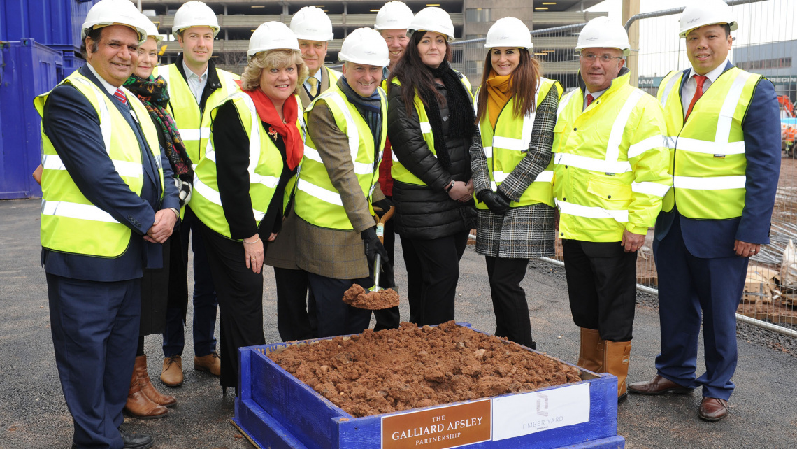 Construction Begins for Timber Yard at the Ground-Breaking Ceremony Galliard Homes, Timber Yard