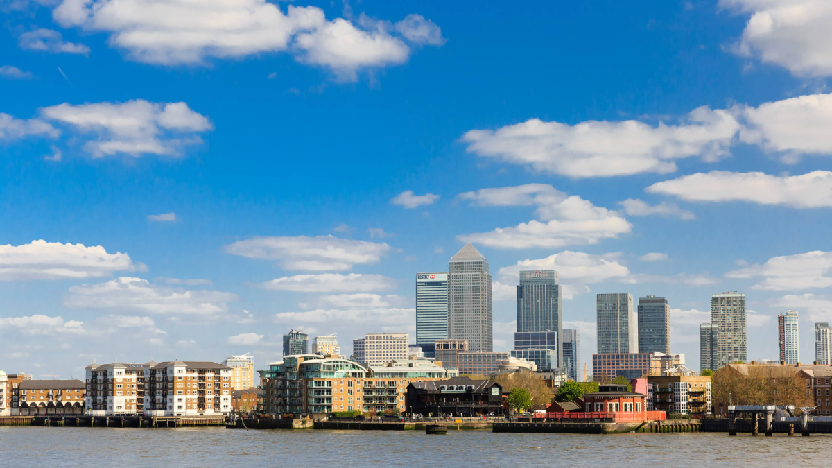 Views of the River Thames and Canary Wharf from the Wapping Riverside apartments, ©Galliard Homes.