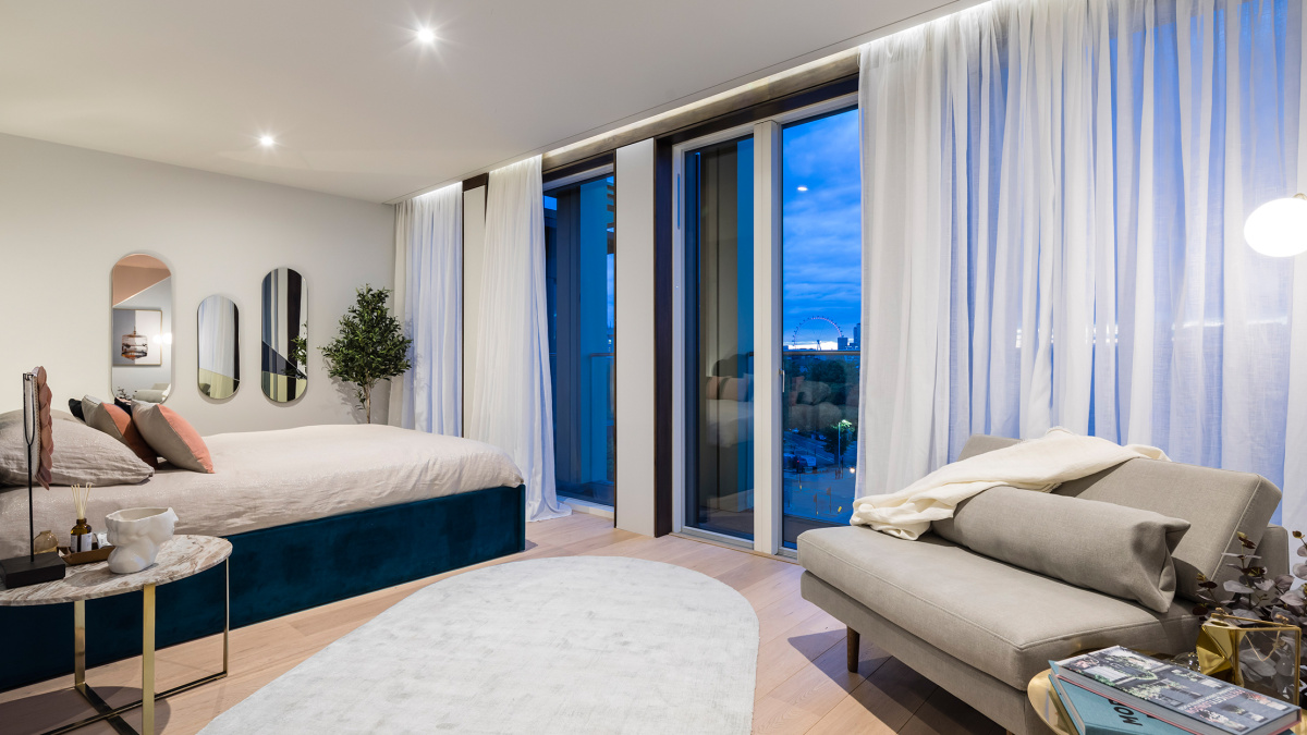 Bedroom in the Trilogy penthouse showflat, plot 32, ©Acorn Property Group.
