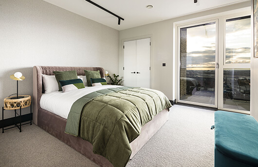 A bedroom in an apartment at Citypark Gardens in Southall.