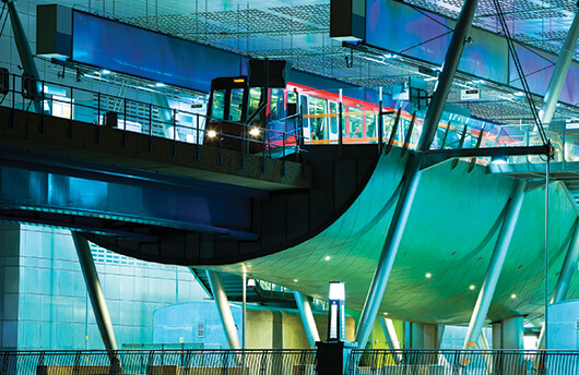 A DLR train in London Docklands