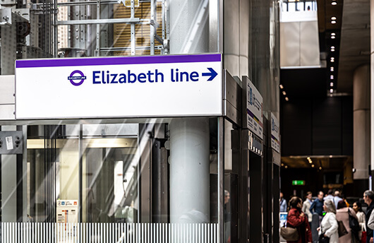 An Elizabeth line sign in London