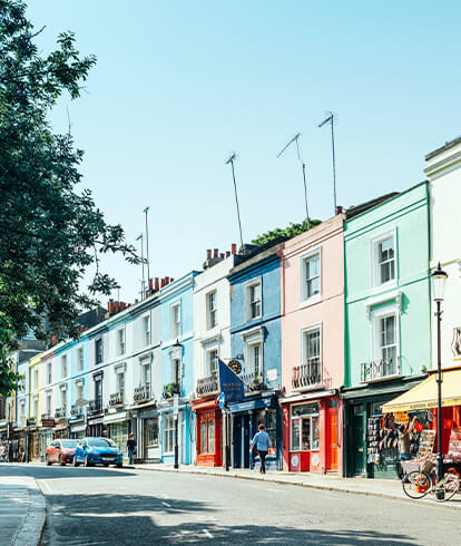 Colourful houses on Portobello Road 