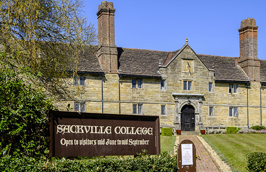 The exterior of Sackville College in East Grinstead