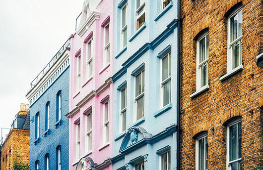 Colourful houses in Soho