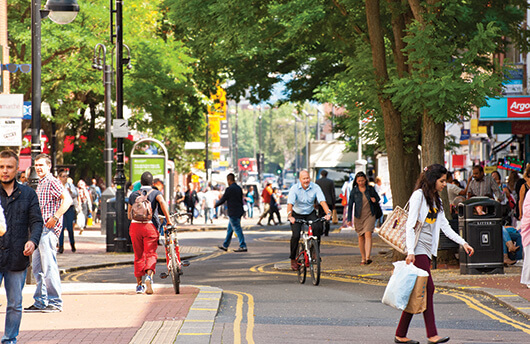 Shoppers on a West London street.