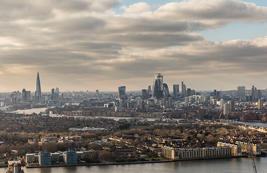 A view of London from Canary Wharf