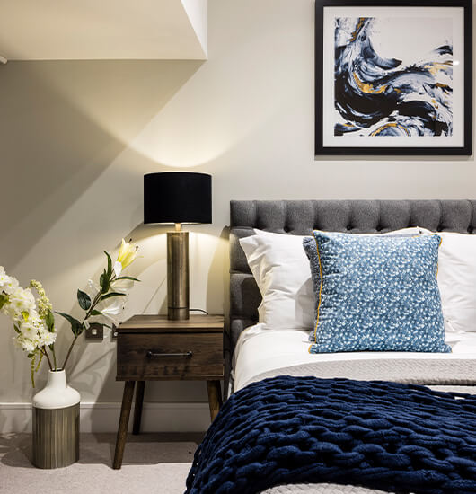A bedroom in a flat for sale in London by Galliard Homes
