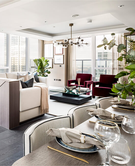 A living area in a penthouse apartment at Harbour Central