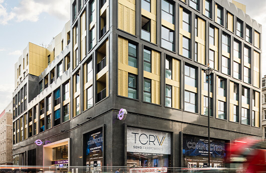 The exterior of TCRW SOHO on Oxford Street, W1.