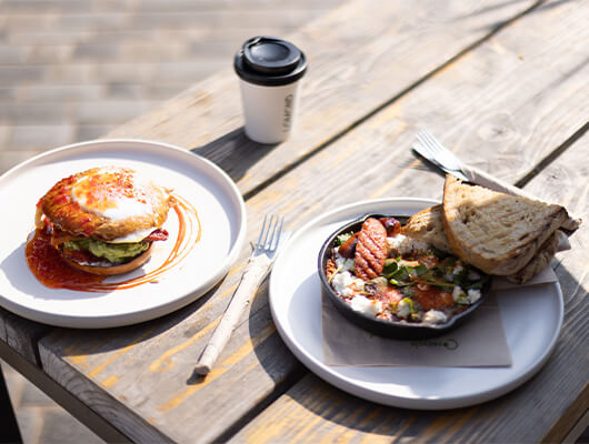 Two plates of food from Lomond in Deptford