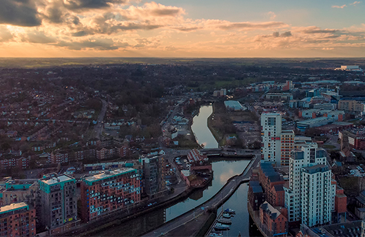 Aerial view of Ipswich dry docks