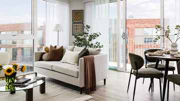 Living area at Neptune Wharf in Deptford