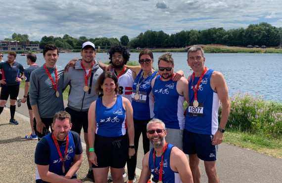 Galliard Homes employees at a charity triathlon