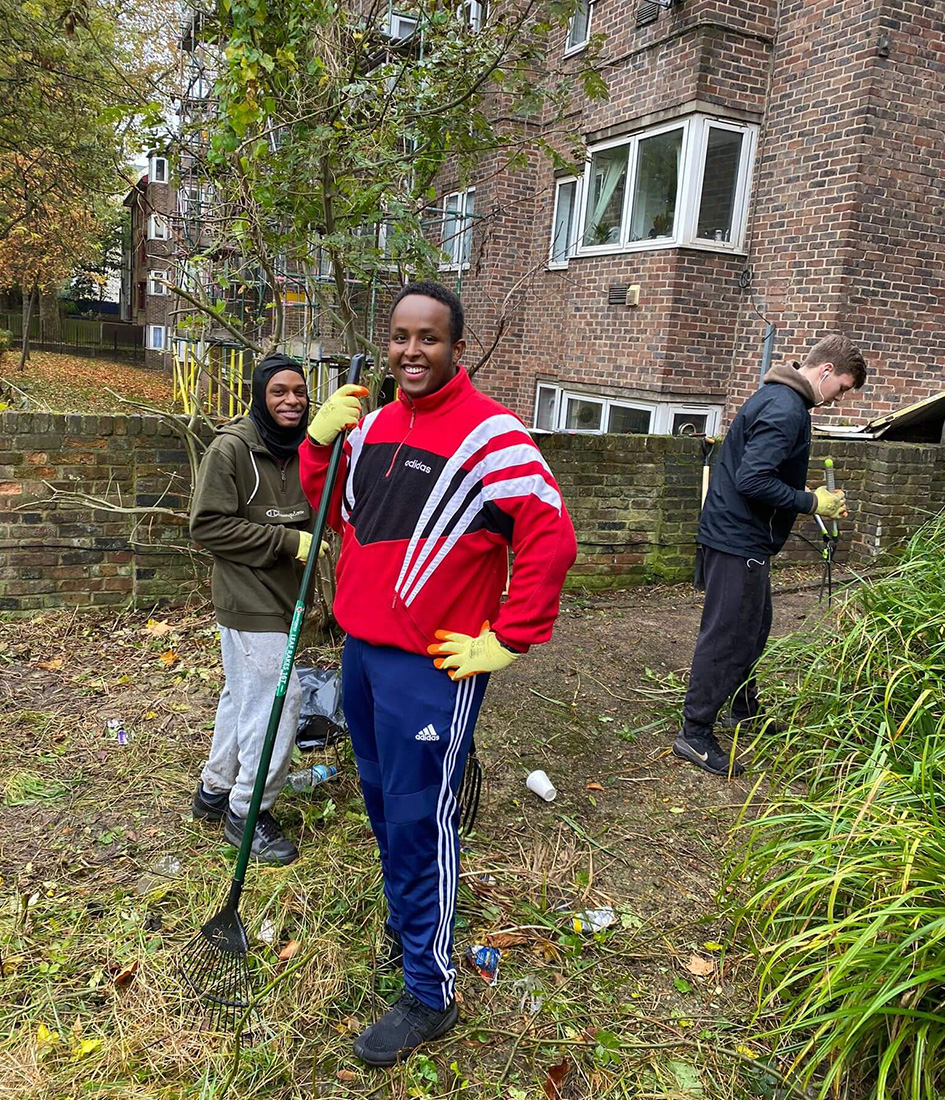 Employees of Galliard Homes taking part in a gardening project for charity.