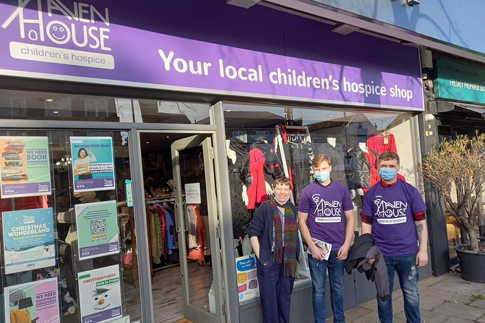 Galliard Homes volunteers outside Haven House charity shop, Loughton