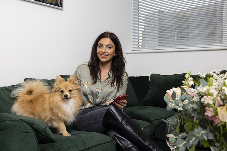 First-time buyer Lauren in her new-build apartment by Galliard Homes