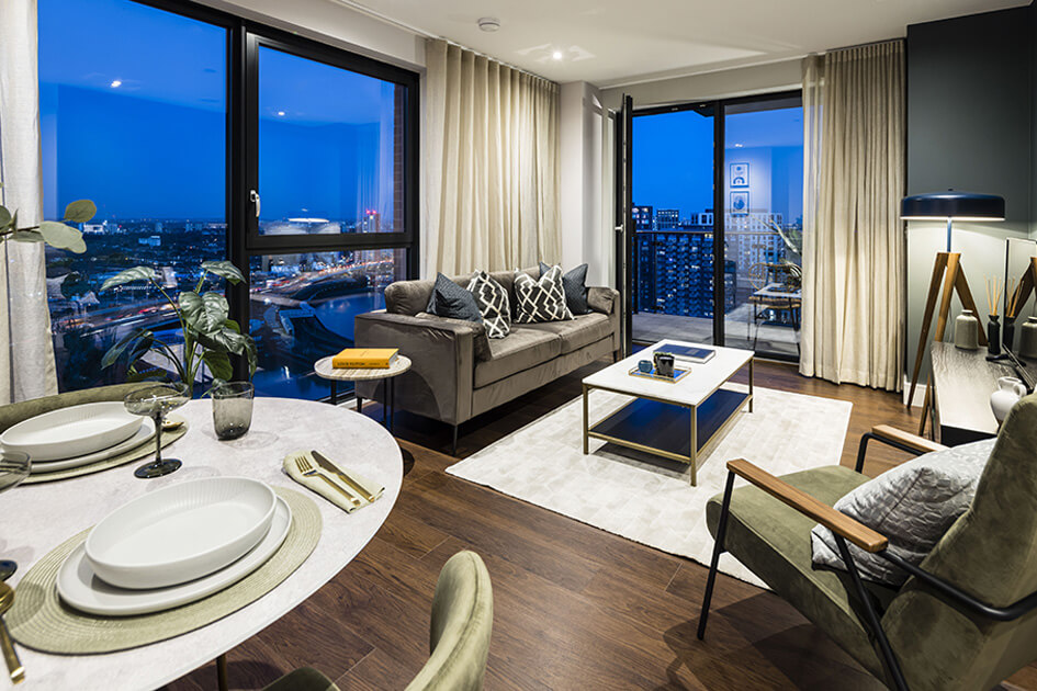 A show apartment at Orchard Wharf, a Galliard Homes development in London Docklands.