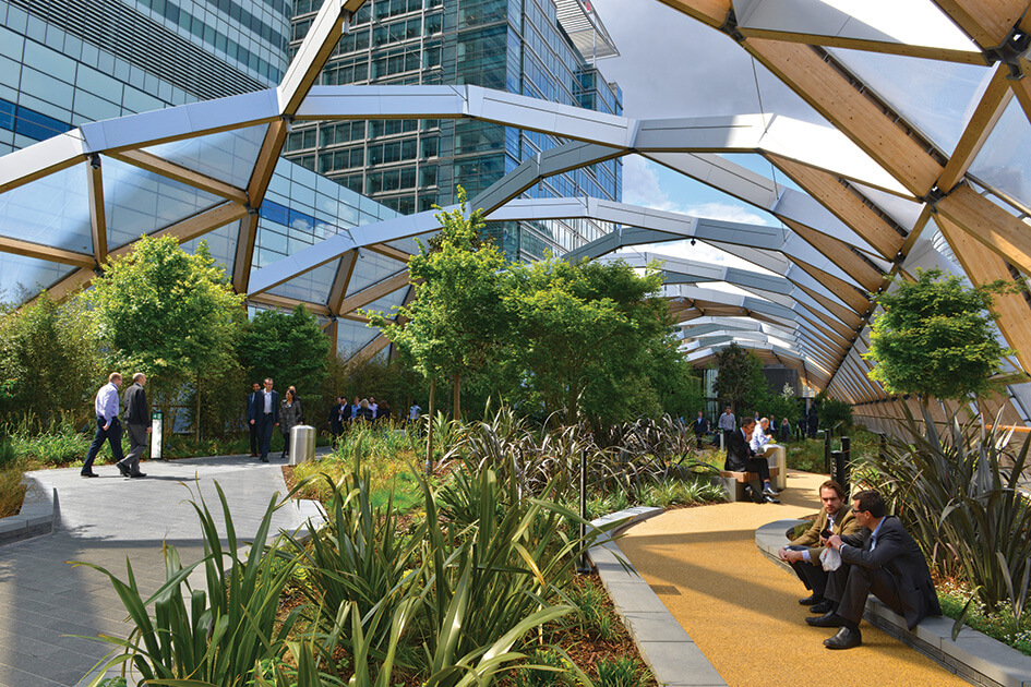 Crossrail Place Roof Garden in Canary Wharf