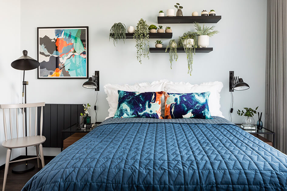 A stylishly decorated bedroom at Westgate House