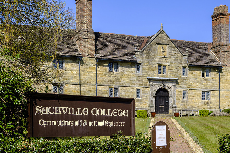 The exterior of Sackville College in East Grinstead.