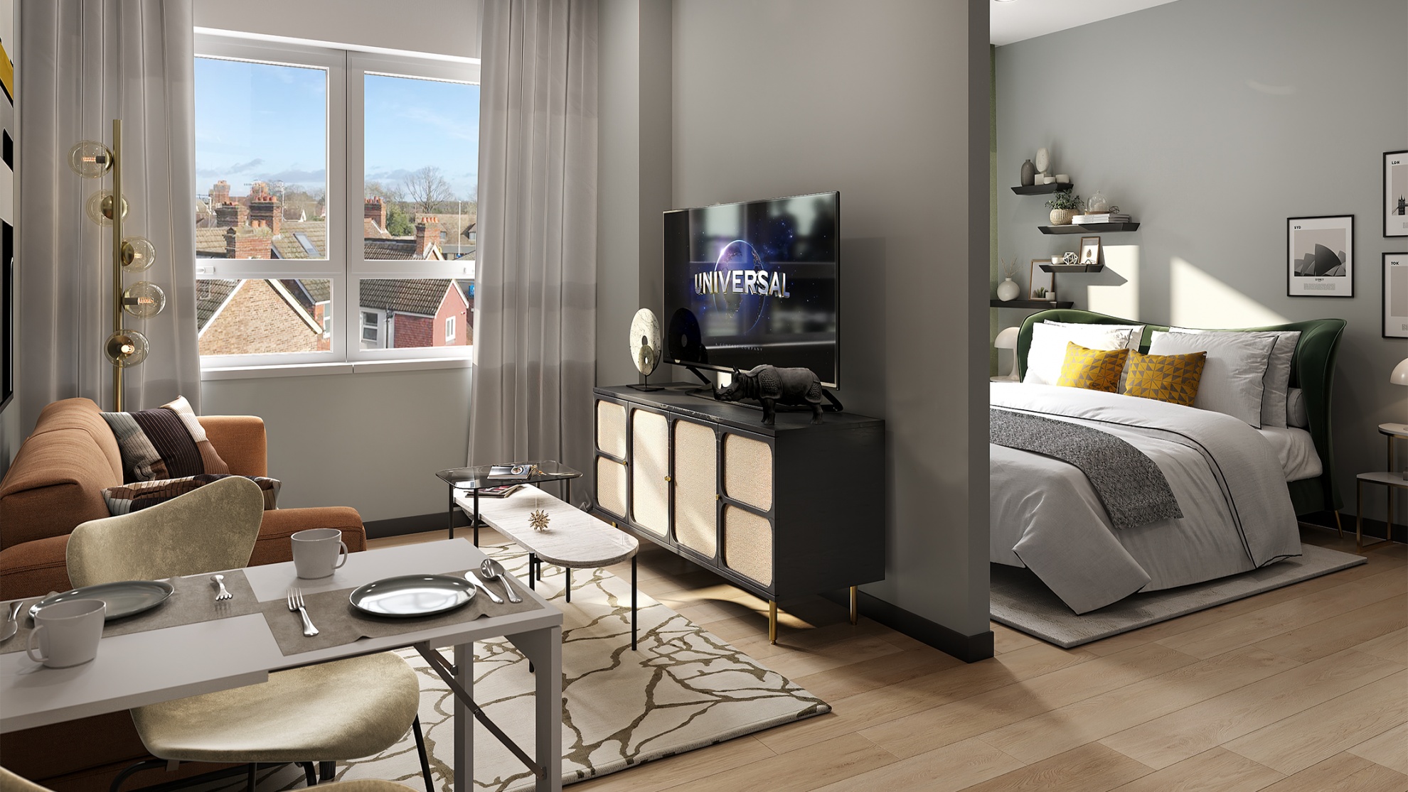 living room and bedroom