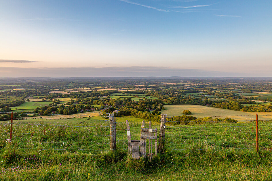 A spectacular view of the countryside from the South Downs National Park