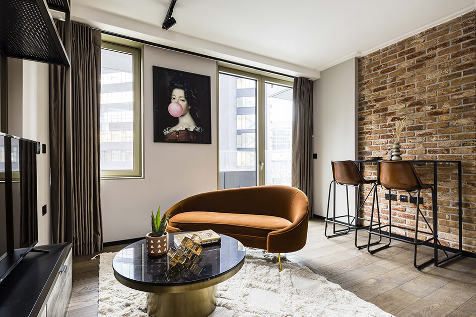 A living area at The Stage, Shoreditch by Galliard Homes