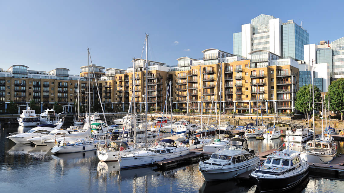 Boats docked in Wapping