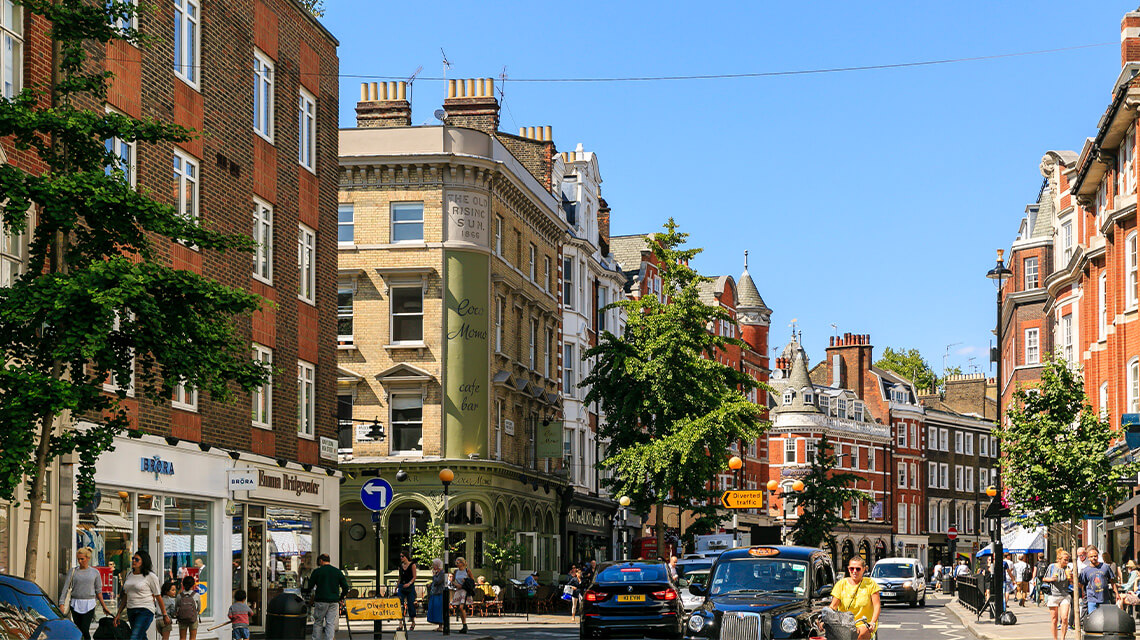 Marylebone High Street in summer.