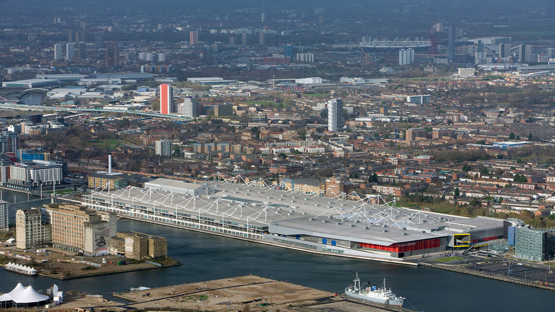 An aerial shot of Canning Town