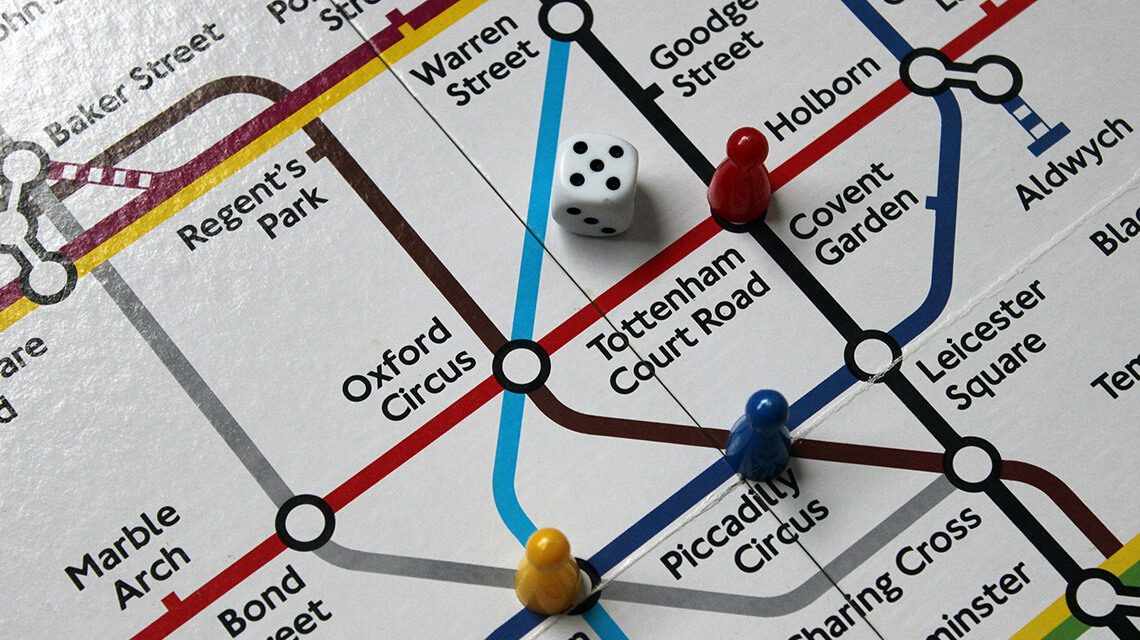 London Underground tube map with a dice.