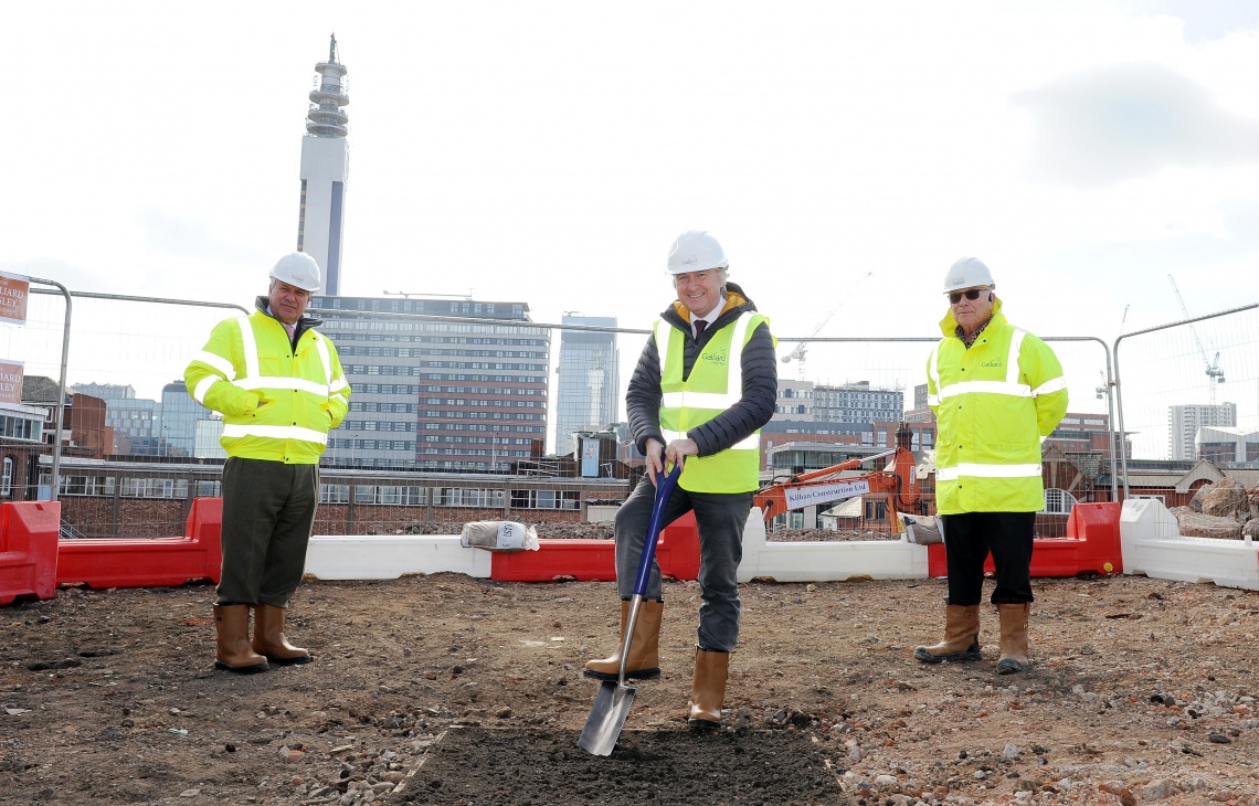 Galliard Apsley Breaks Ground on Third Birmingham Site, Stephen Conway, Robin Norstrom, Cllr Ian Ward 