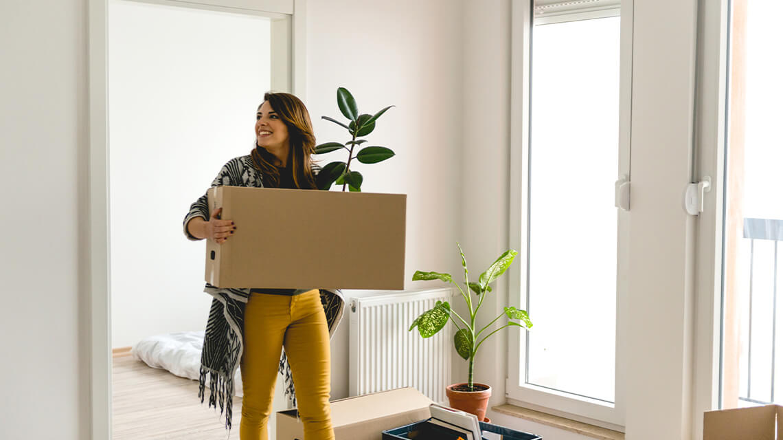 A first-time buyer moving into their new home.