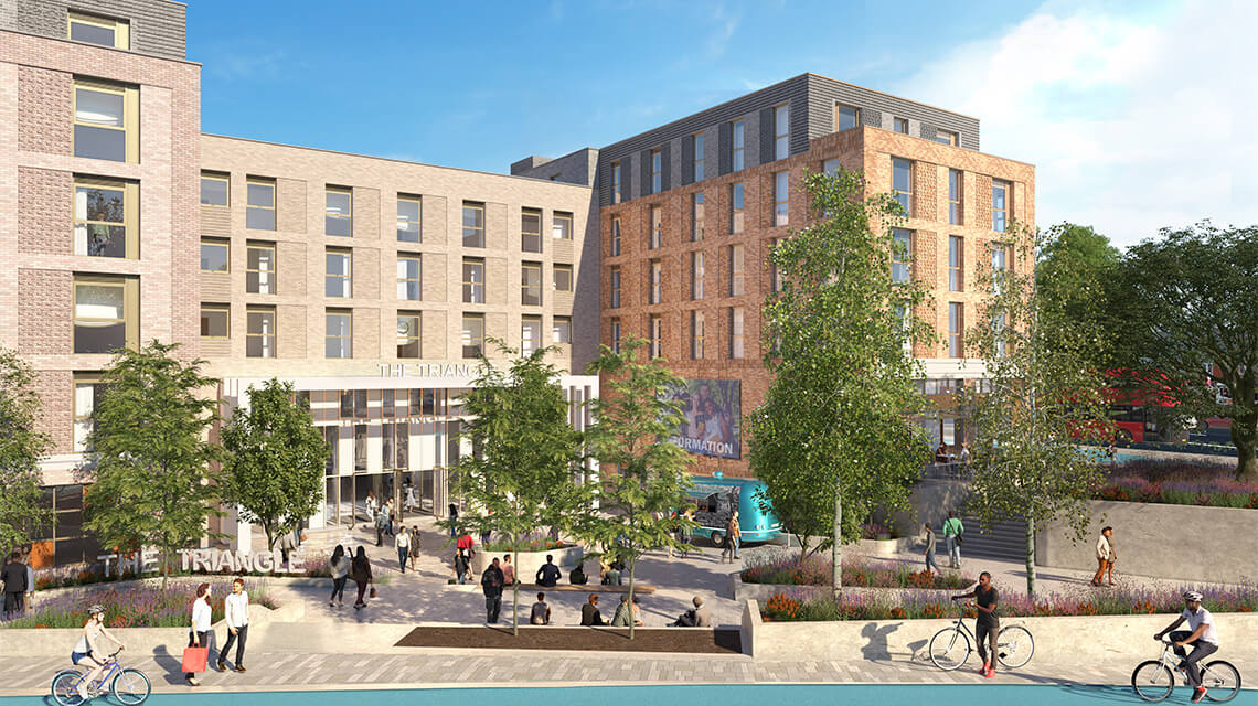 CGI of PSBA scheme by The Galliard Apsley Partnership in Selly Oak, Birmingham.