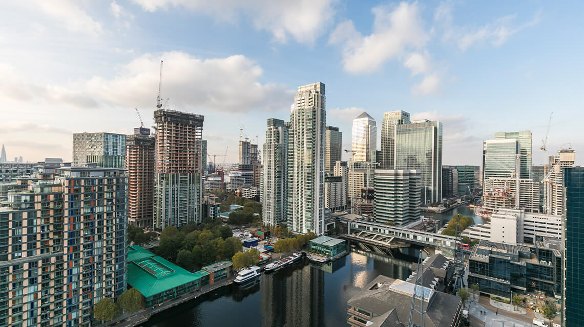 London Docklands skyline view