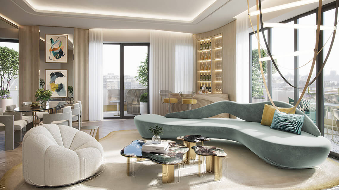 CGI of a penthouse at TCRW SOHO by Galliard Homes.