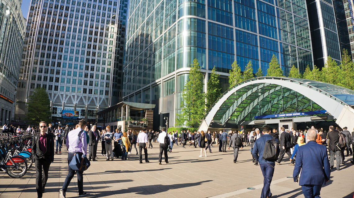 Business people near Canary Wharf station