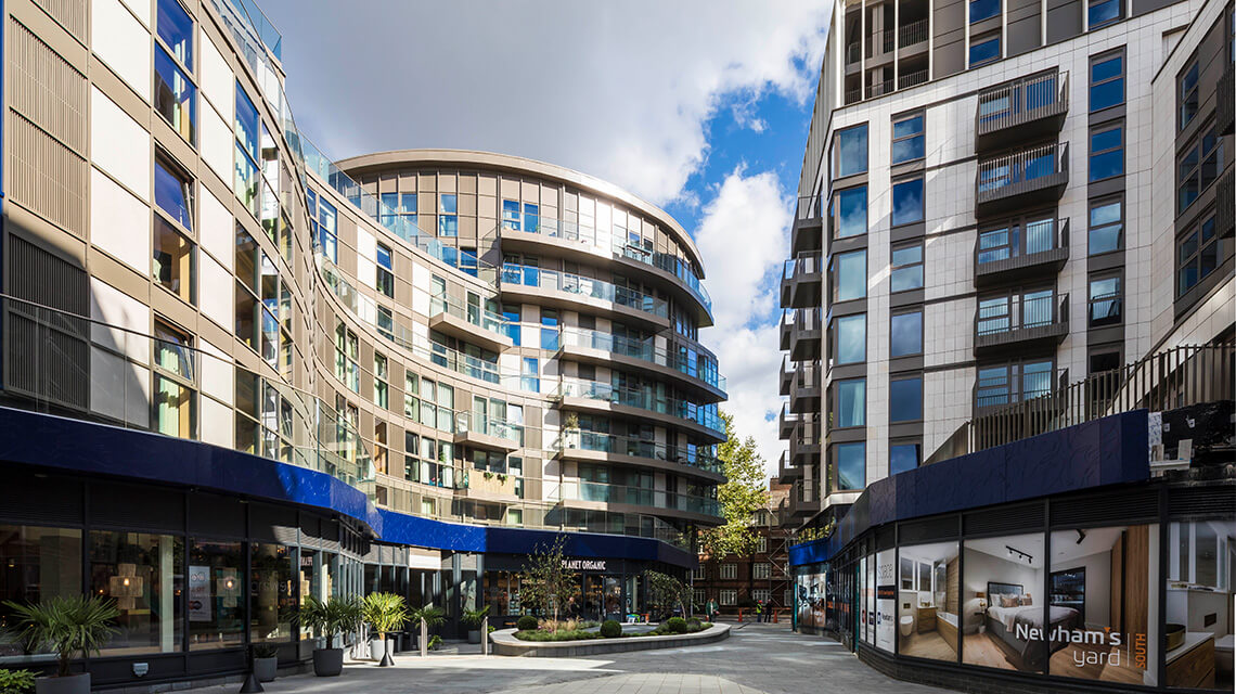 The exterior of Newham's Yard, a Galliard Homes development in Southwark, London.