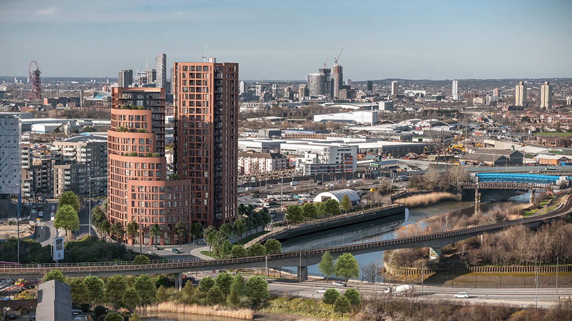 Orchard Wharf in London Docklands, a new-build development by Galliard Homes.