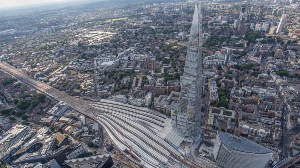 An aerial view of London Bridge station in Southwark