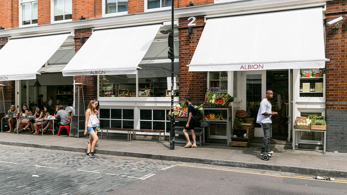 A restaurant on a Shoreditch street, the new Prime London location.