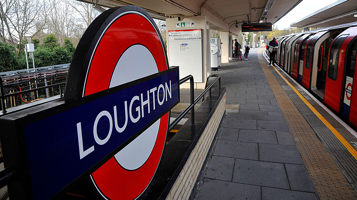 A tube sign at Loughton station in Essex