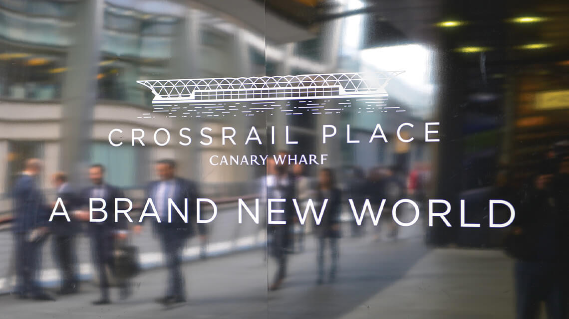 Crossrail Place Canary Wharf sign