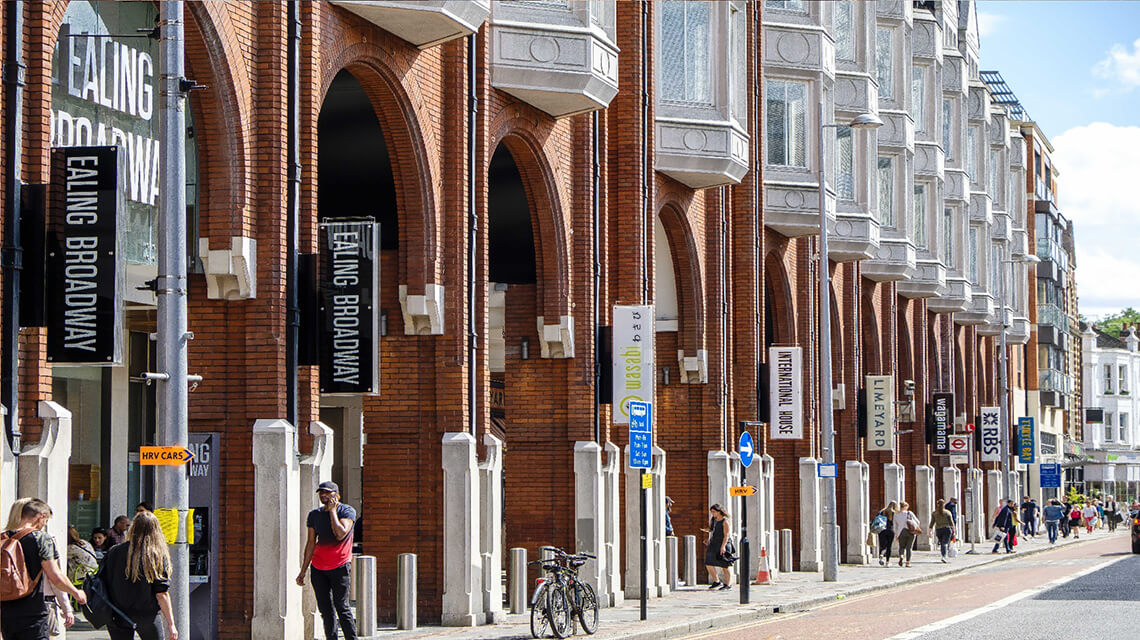 Shops in Ealing Broadway, West London.