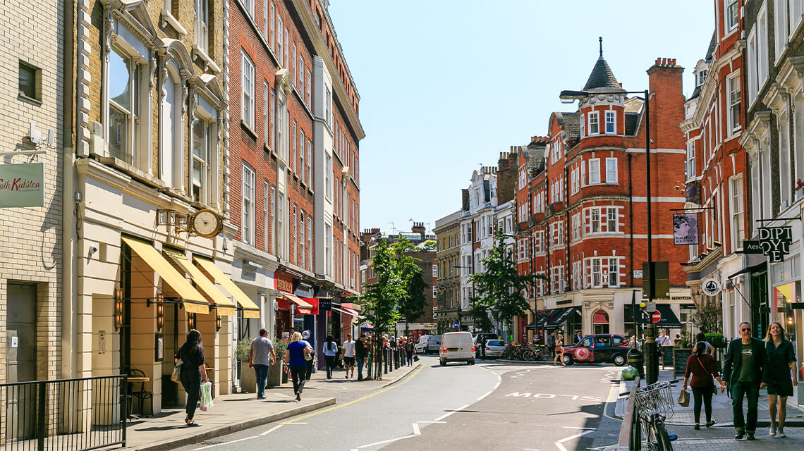 Marylebone High Street in summer.